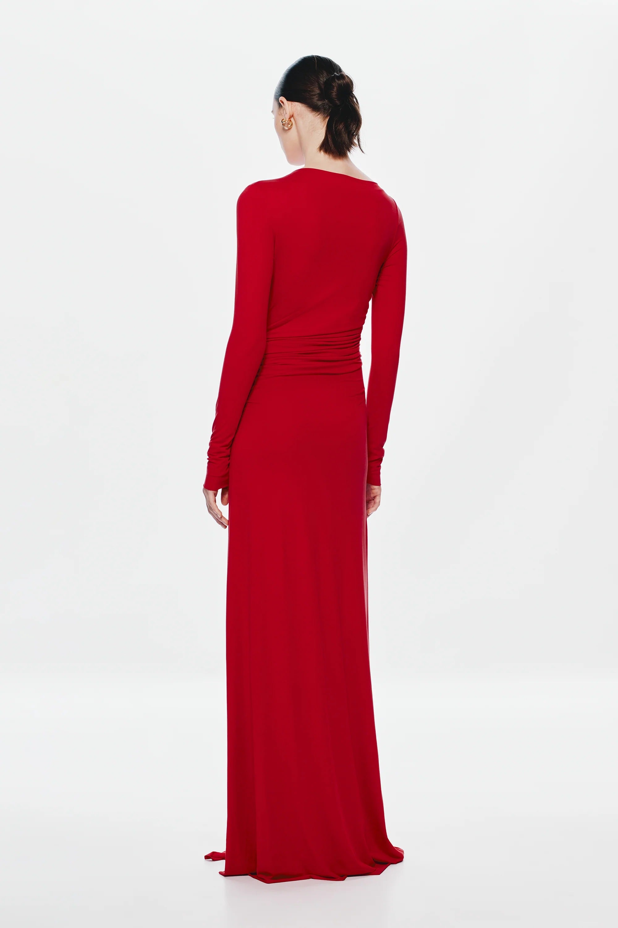 Misha Glacier Cupro Long Sleeve Maxi Dress - Cherry