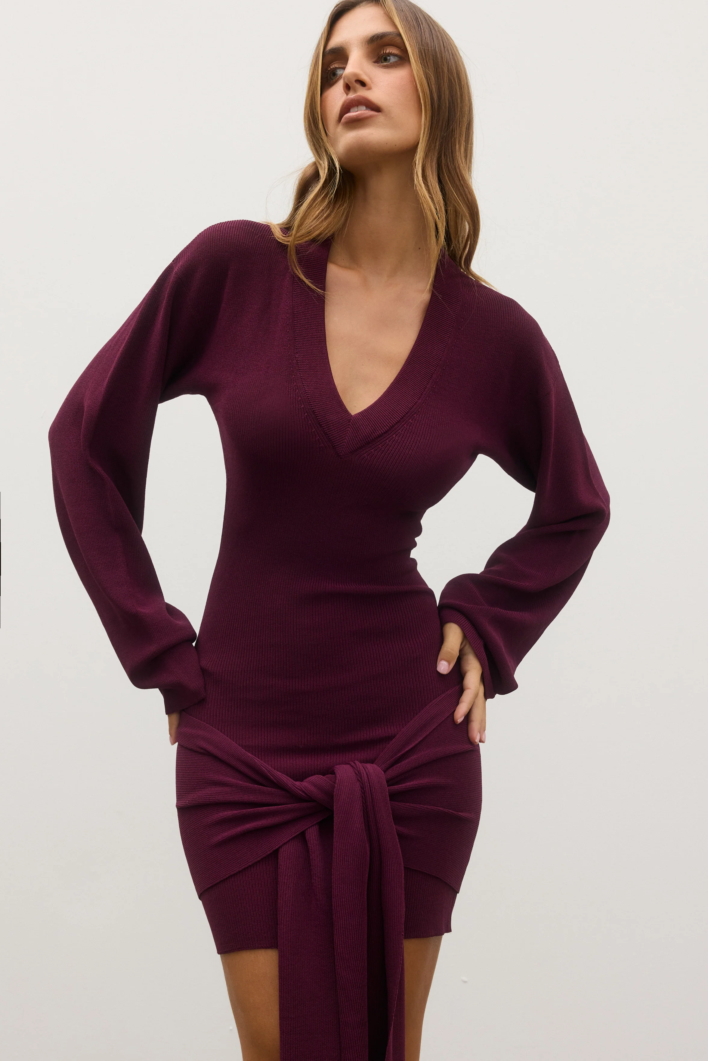 Chantelle Knit Mini Dress - Plum